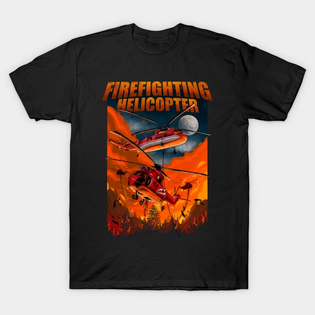 FIREFIGHTING HELICOPTER T-Shirt by AWANG ART STUDIO